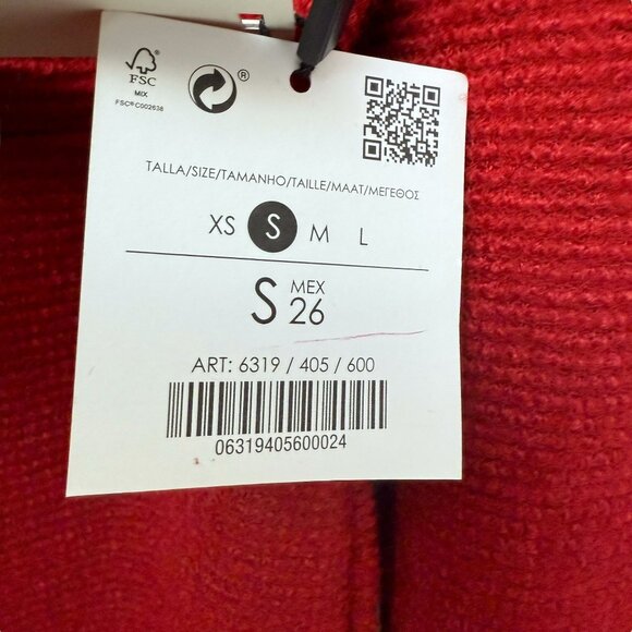 Bershka Womens Coat Size Small Red Wool Blend Waterfall Collar NWT - Picture 5 of 12